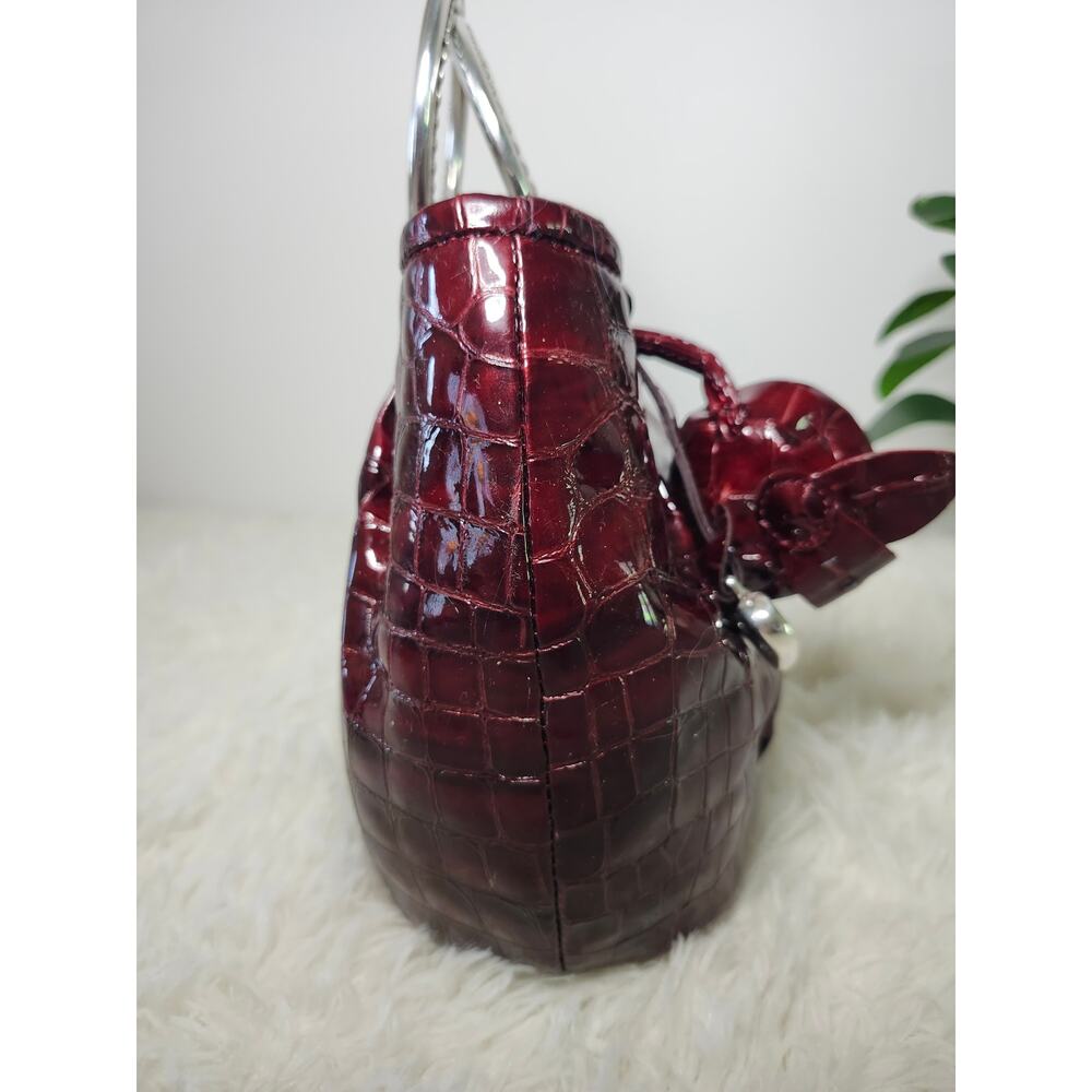 Brighton NWOT Angelina Satchel Burgundy Leather Silver Whimsigoth Heart - Picture 8 of 16